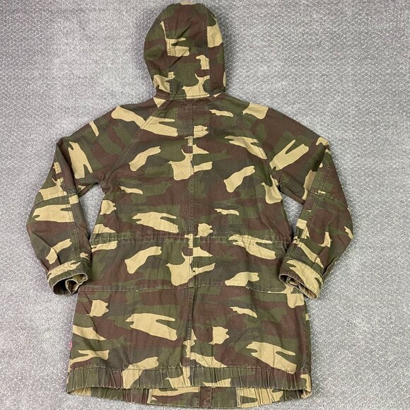 Levi's Camo Jacket Women's Medium Long Hooded Canvas Bubble Camouflage Anorak - Picture 4 of 11
